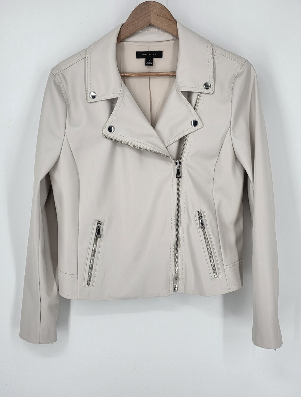 Ann Taylor Faux Leather Moto Jacket, Sz 8